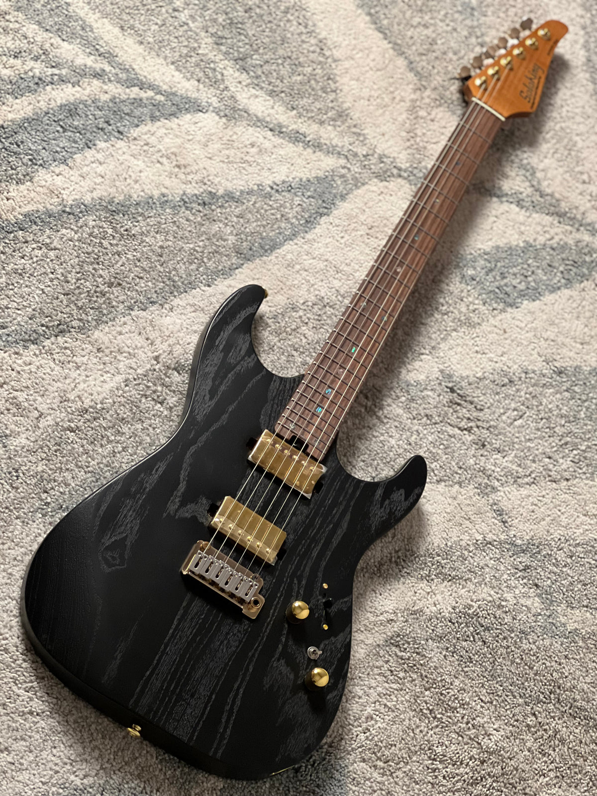 Soloking MS-1 Custom 24 HH Ash Gold Hardware in Open Pore Matte Black Limited Edition