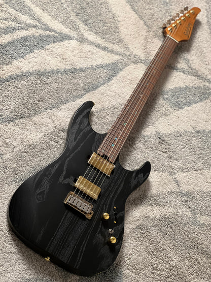 Soloking MS-1 Custom 24 HH Ash Gold Hardware in Open Pore Matte Black Limited Edition