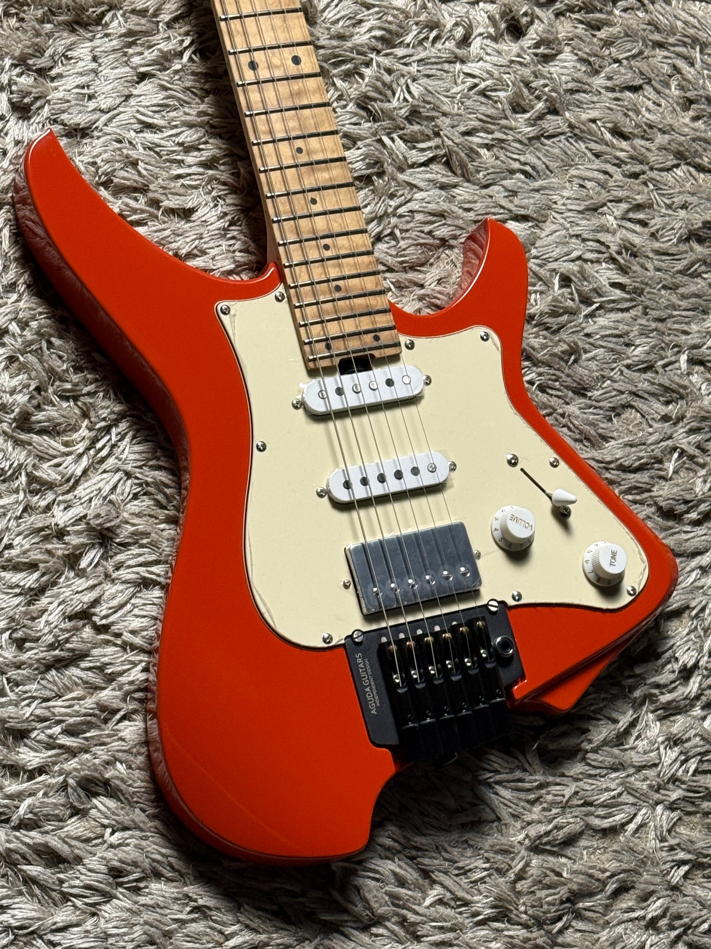 Aguda Musicboy Pro with Premium Roasted Flame Maple Neck in Capri Orange (B STOCK)
