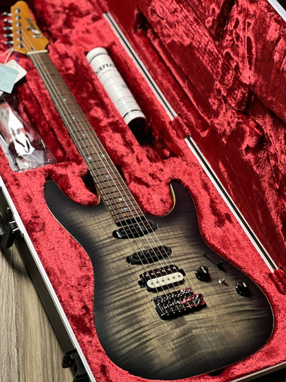 Ibanez TQM2-CUF Tom Quayle Signature  in Charcol Black Burst Flat with Case F2429226