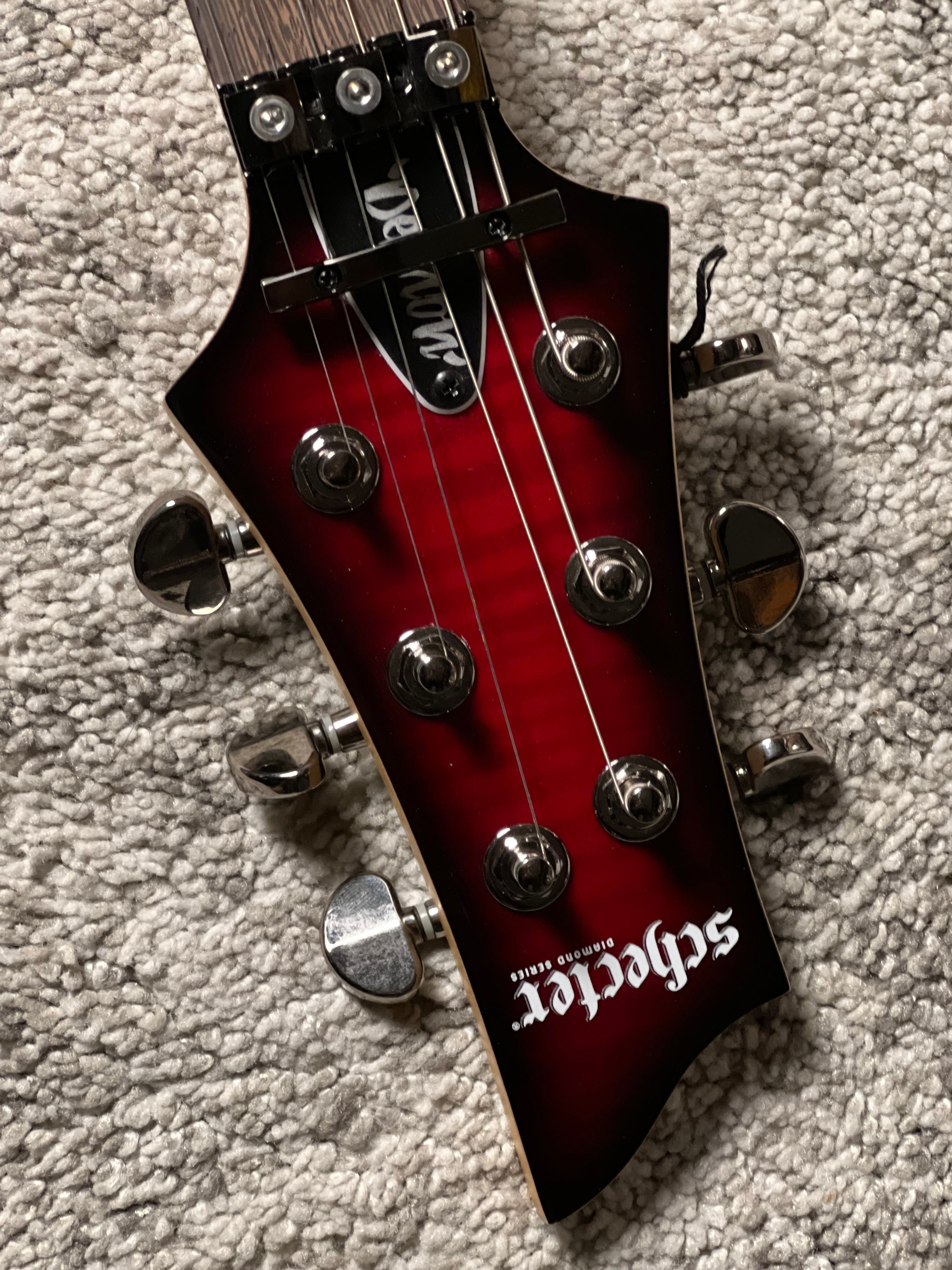 Schecter Demon-6 FR Flamed Maple Top in Crimson Red Burst