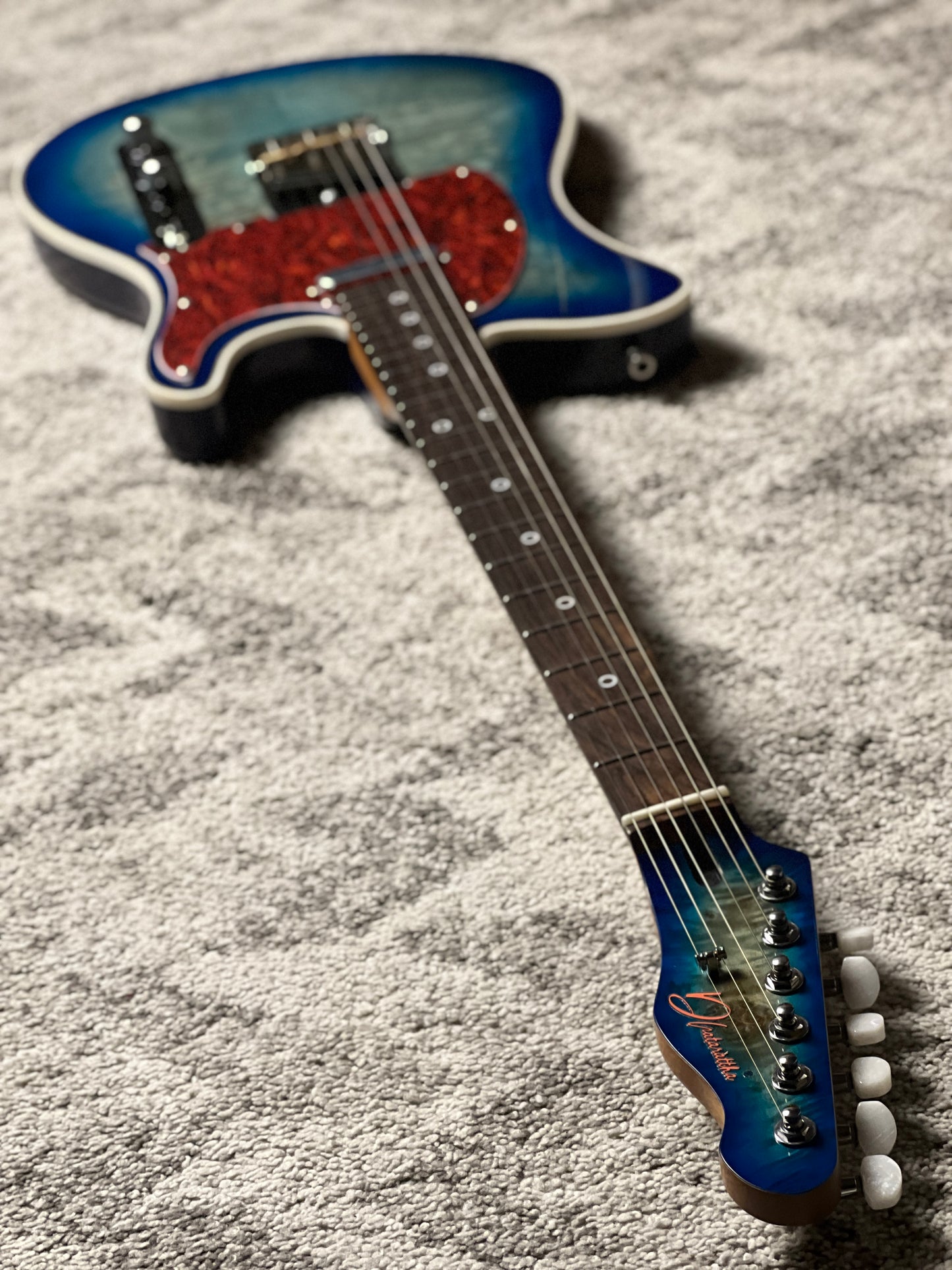 Dhatarattha Custom DTL Burl in Transparent Blue Burst with Rosewood FB