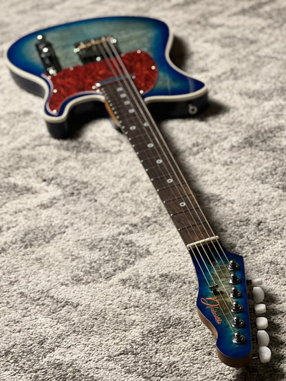 Dhatarattha Custom DTL Burl in Transparent Blue Burst with Rosewood FB