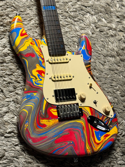 Dhatarattha Custom DST HSS in Red Marble Swirl with Rosewood FB