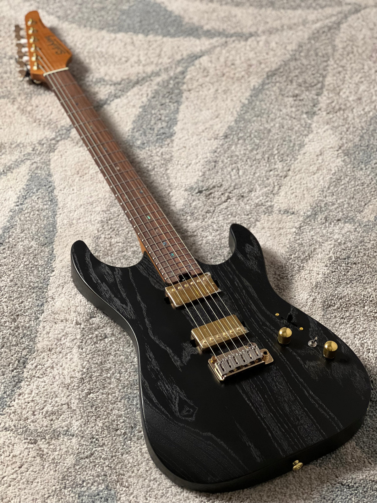 Soloking MS-1 Custom 24 HH Ash Gold Hardware in Open Pore Matte Black Limited Edition