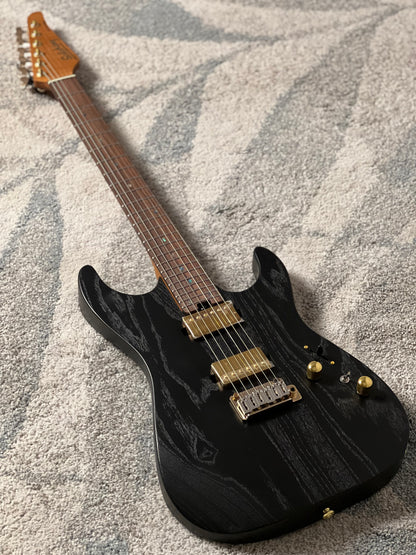 Soloking MS-1 Custom 24 HH Ash Gold Hardware in Open Pore Matte Black Limited Edition