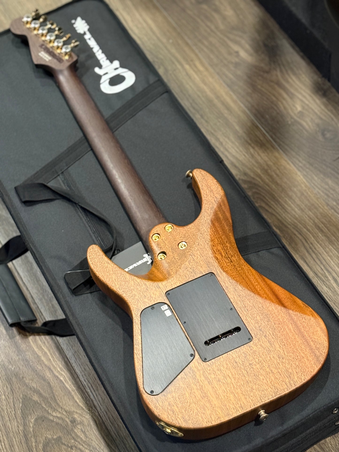 Charvel MJ DK24 HSH 2PT Mahogany w/ Figured Walnut with Streaky Ebony FB in Natural