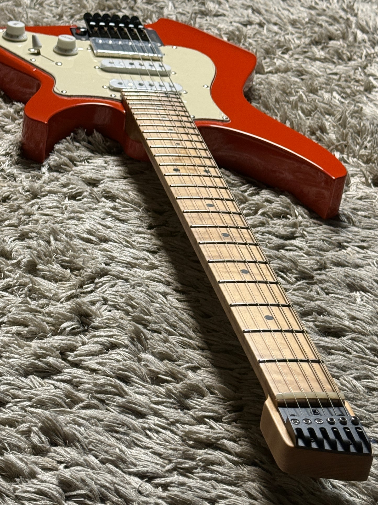 Aguda Musicboy Pro with Premium Roasted Flame Maple Neck in Capri Orange (B STOCK)