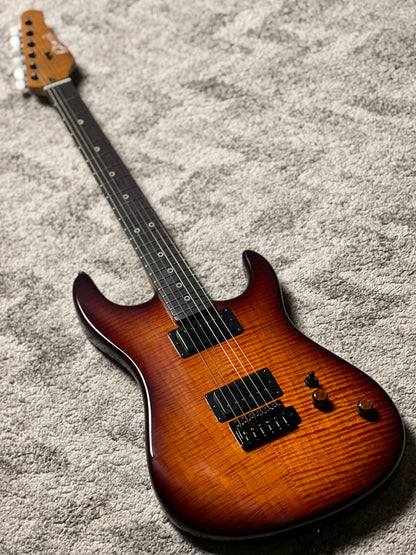 Dhatarattha Custom DST HH Flame in Hazel Burst with Rosewood FB