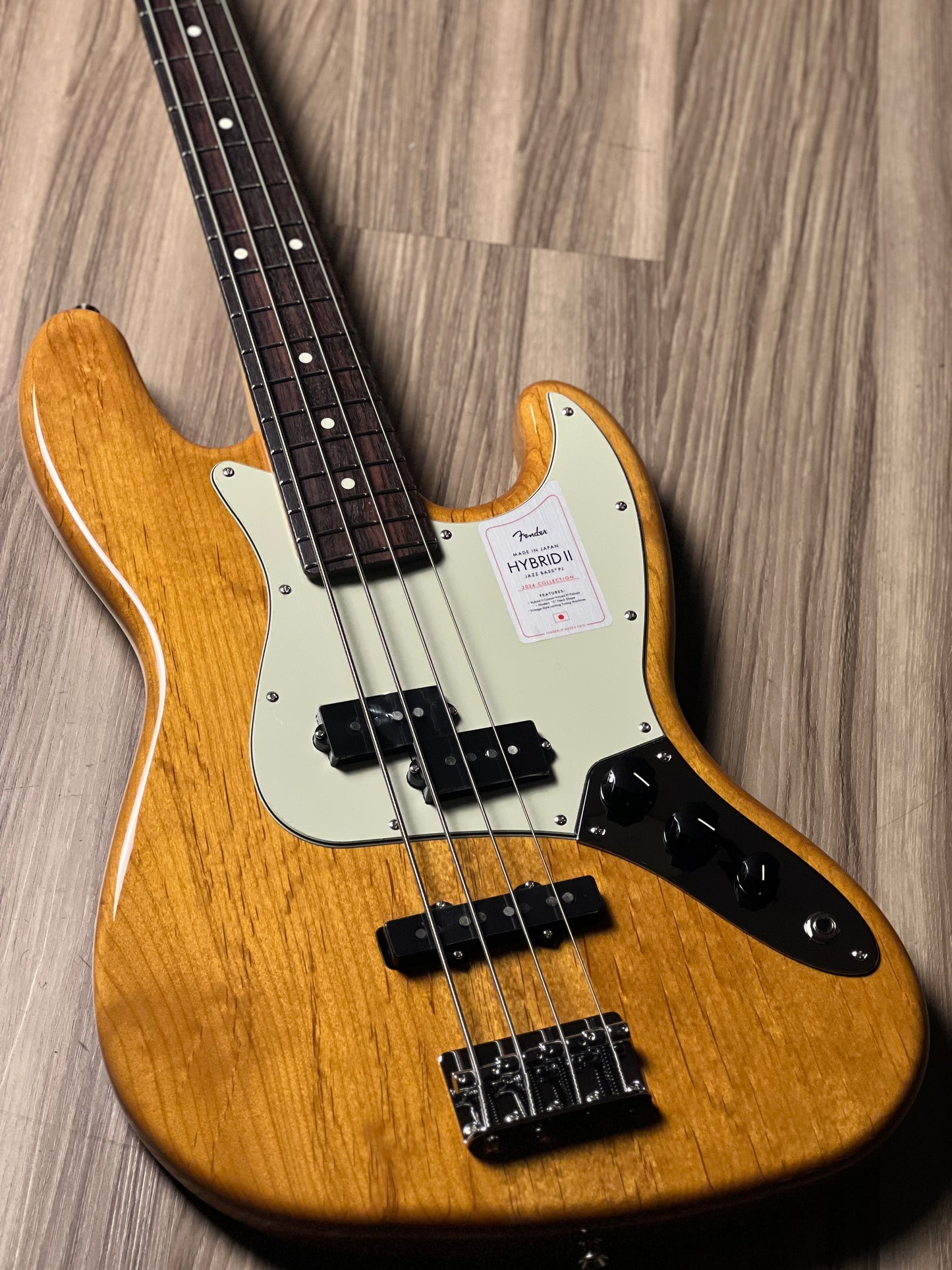 Fender Japan Hybrid II Jazz Bass PJ with Rosewood FB in Vintage Natural JD24009119