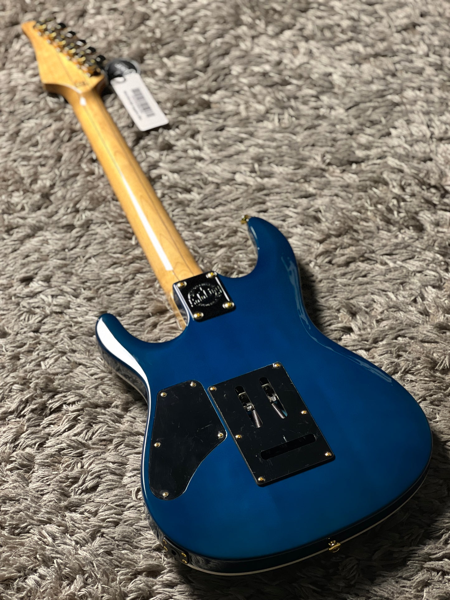 Soloking SM-22 HH QM Shredmaster with  Blue Tinted Maple FB in Trans Maldives Blue