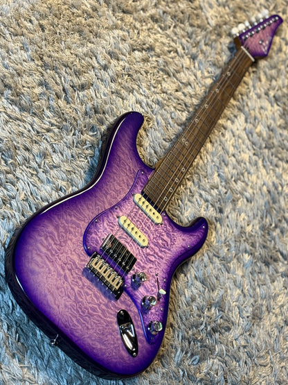Dhatarattha Custom DST HSS Quilt in Purple Amethyst Burst with Rosewood FB
