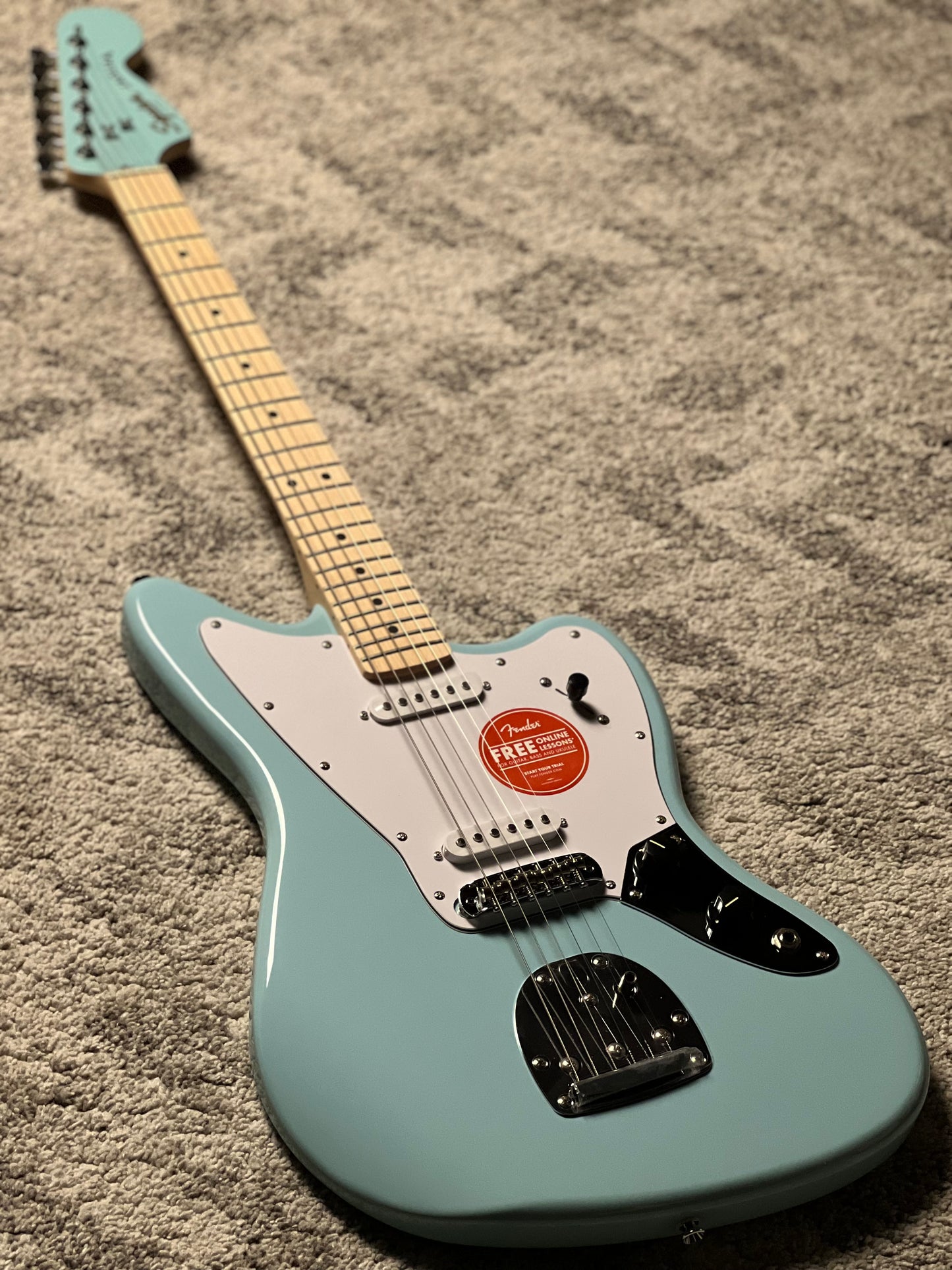 Squier FSR Affinity Series Jaguar with Maple FB in Daphne Blue