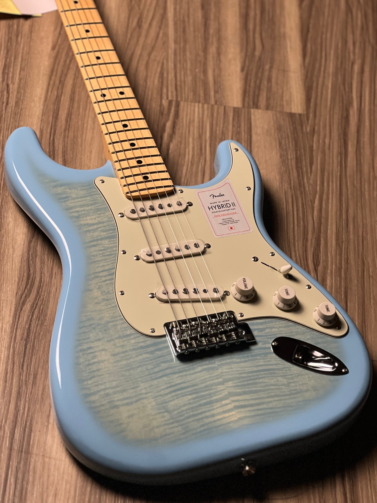 Fender Japan Hybrid II Stratocaster with Maple FB in Celeste Blue JD24003543