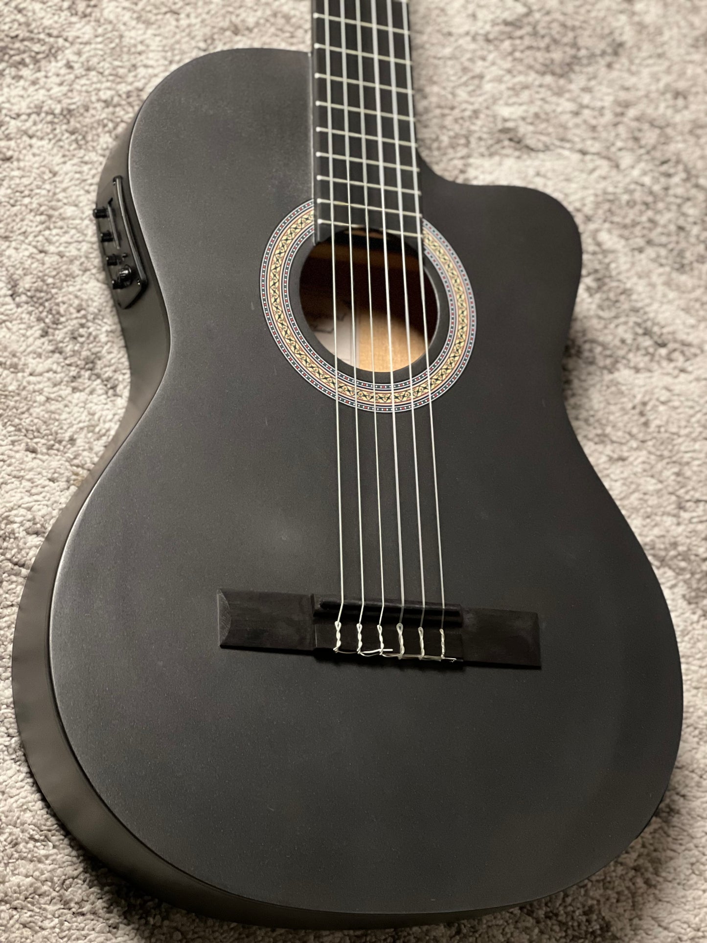 Tanglewood EMETCLE Enredo Madera Elegante Thinline Electro Classical Guitar in Metallic Grey Satin