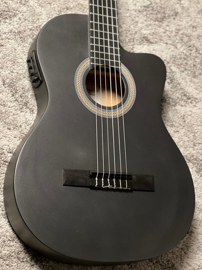 Tanglewood EMETCLE Enredo Madera Elegante Thinline Electro Classical Guitar in Metallic Grey Satin