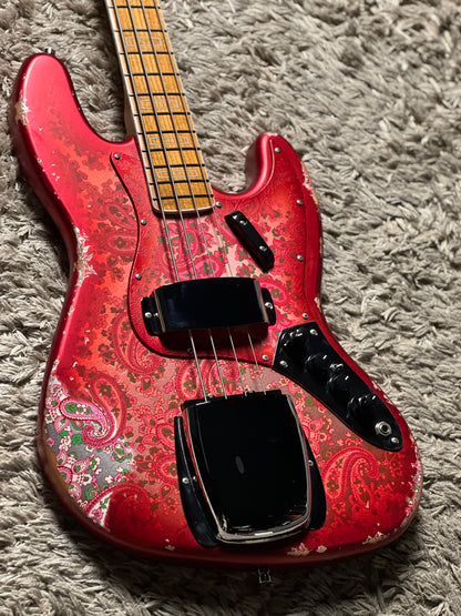 Dhatarattha Custom DEB 4 String in Pink Paisley with Nitrocellulose Lacquer Relic