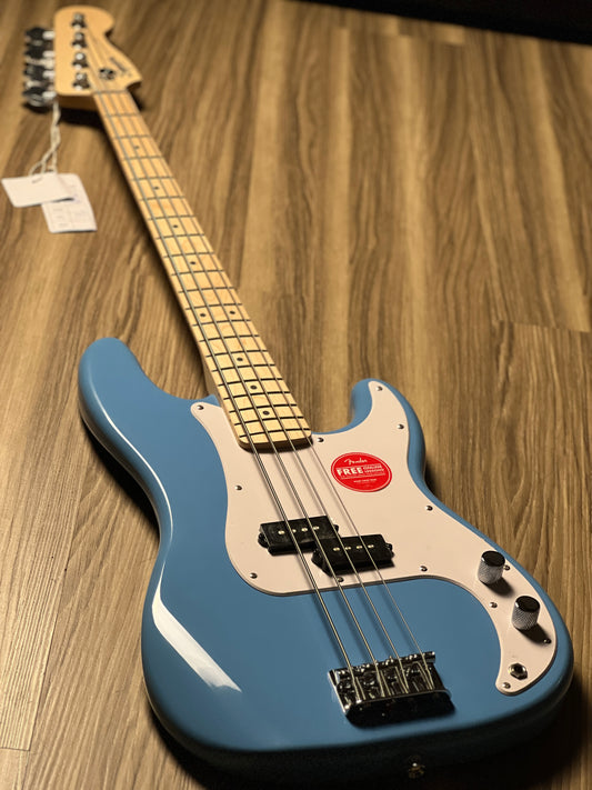 Squier Sonic Precision Bass with White Pickguard and Maple FB in California Blue
