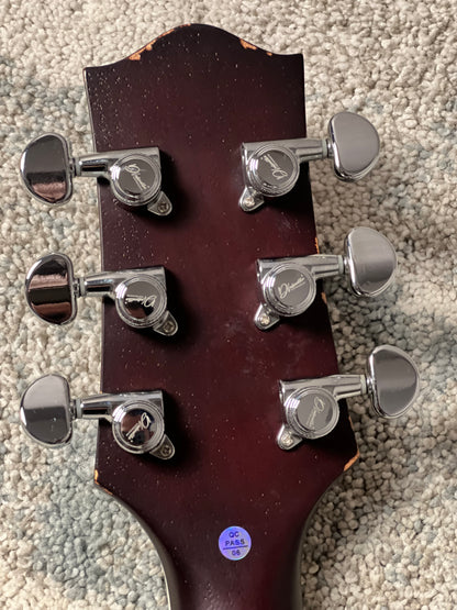 Dhatarattha Custom DLP in Iced Te Burst with 5A Quilt Top and Blooming Lilies Inlay