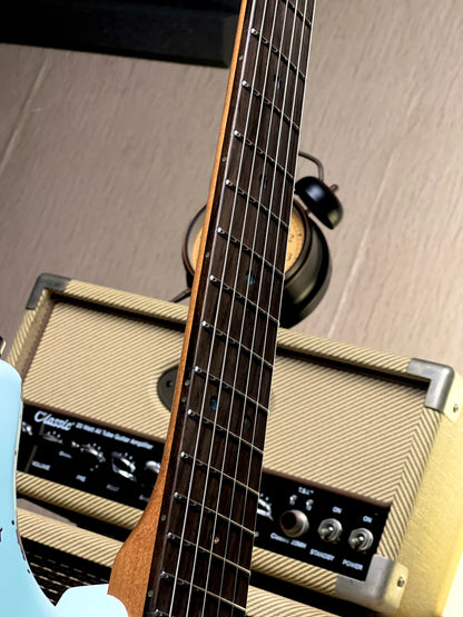 Dhatarattha Classic DST HSS in Sonic Blue over Sunburst with Rosewood FB and Nitrocellulose Lacquer Relic