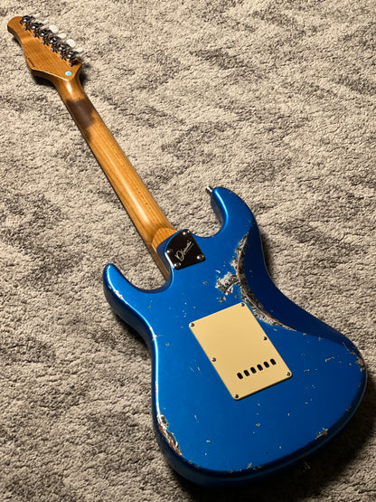 Dhatarattha Performance DST HSS in Blue over Black Paisley with RW FB and Nitrocellulose Lacquer Relic Level 2