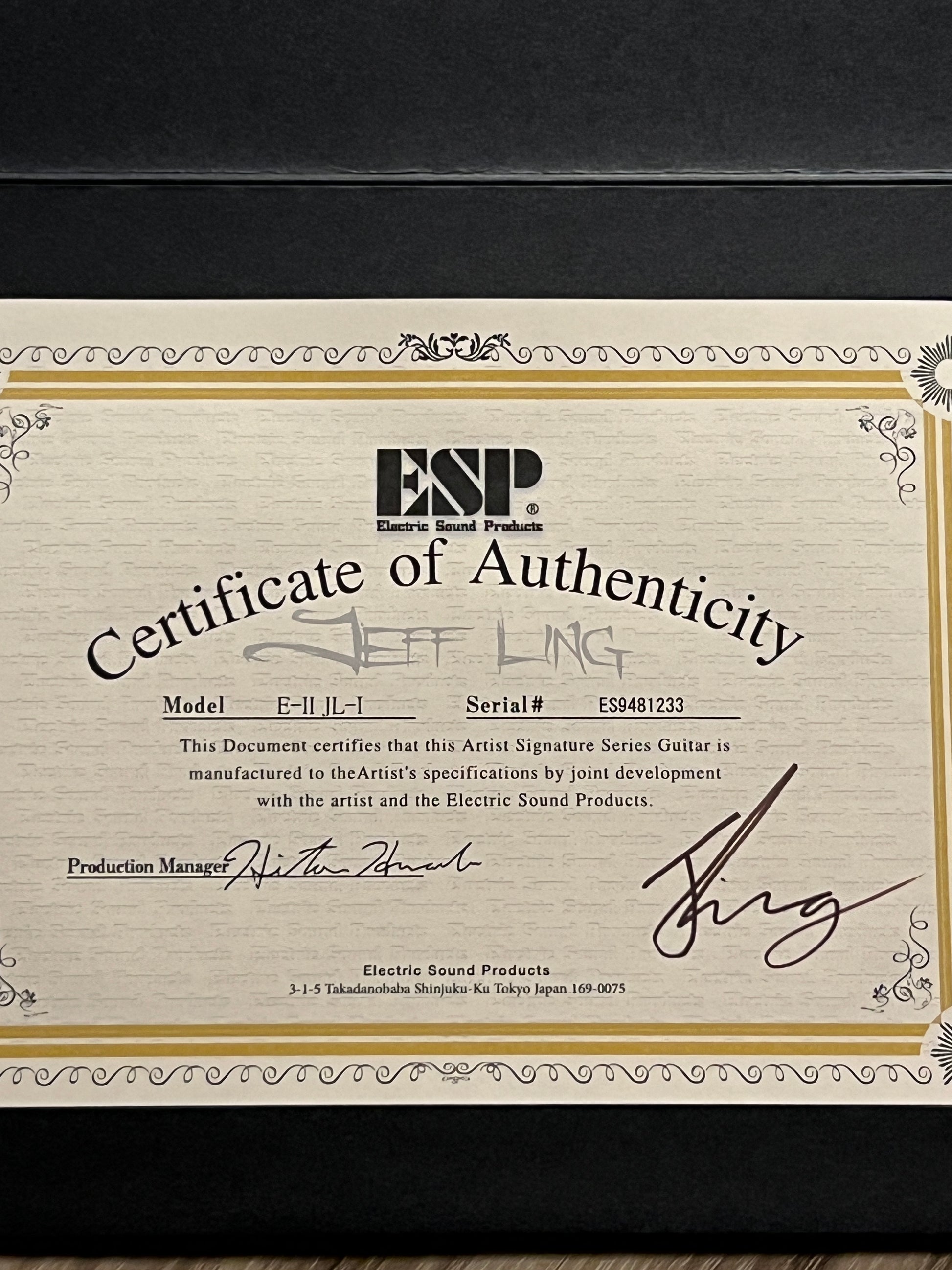 jeff ling gear ESP E-II JL-1 M-II NT Jeff Ling Signature Parkway Drive in Black Satin – nafiriguitar.com