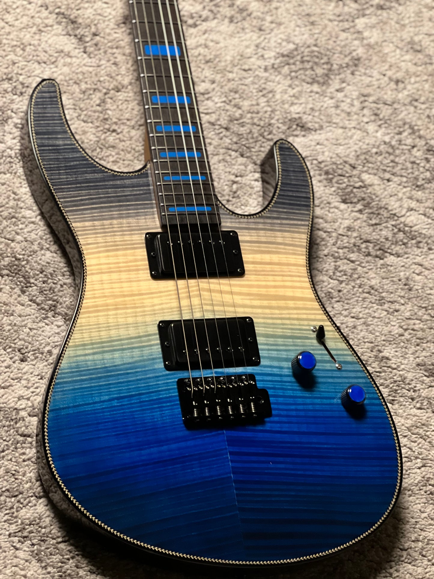 Dhatarattha Custom DST HH Flame in Ocean Storm Double Wipeout with Rosewood FB