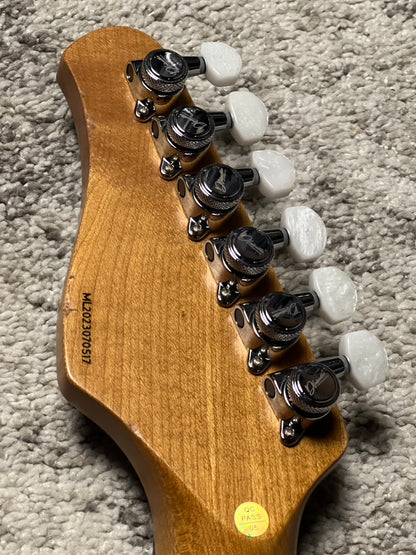 Dhatarattha Performance DST HH in Navy Blue Over Pink Paisley with RW FB and Nitrocellulose Lacquer Relic