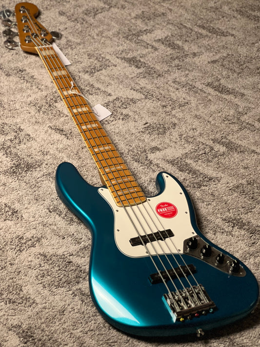 Squier Classic Vibe Active 70s Jazz Bass V Guitar with Maple FB in Ocean Turquoise