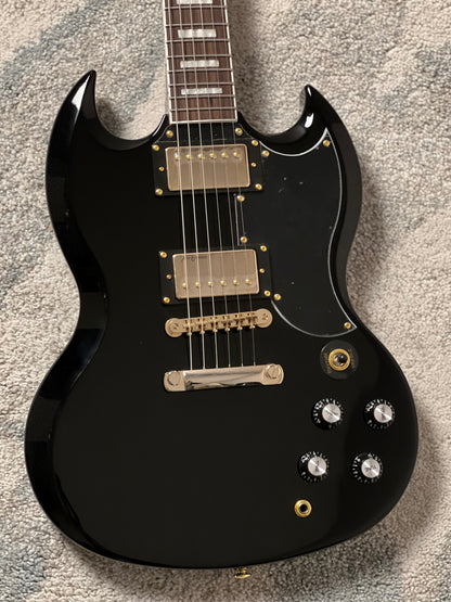 Soloking SG60 MKII in Ebony with Gold Hardware (Altered Headstock)