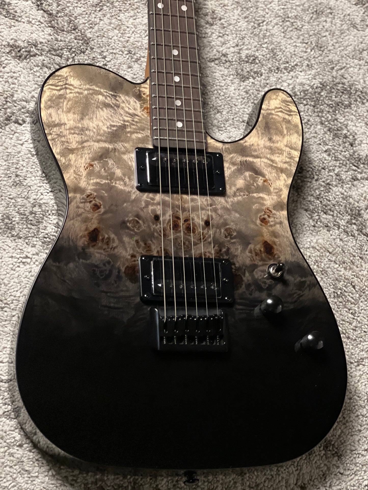 Schecter PT Standard in Black Fade Burst Burl