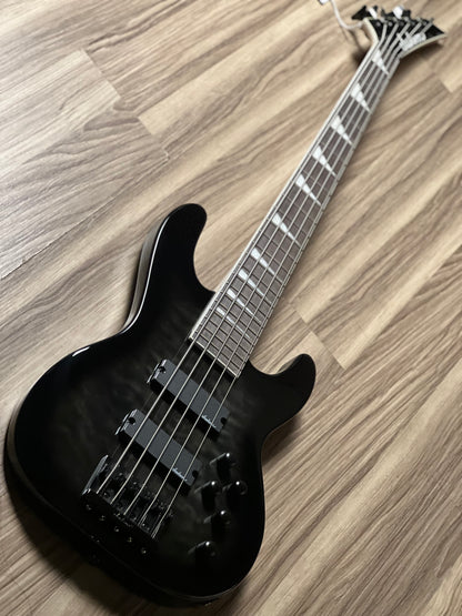 Jackson JS Series Concert Bass JS3VQ Amaranth FB in Transparent Black