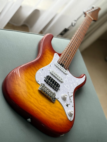 Soloking MS-1 Classic MKII in Aged Honeyburst with Roasted Maple FB and 5A Quilt Top