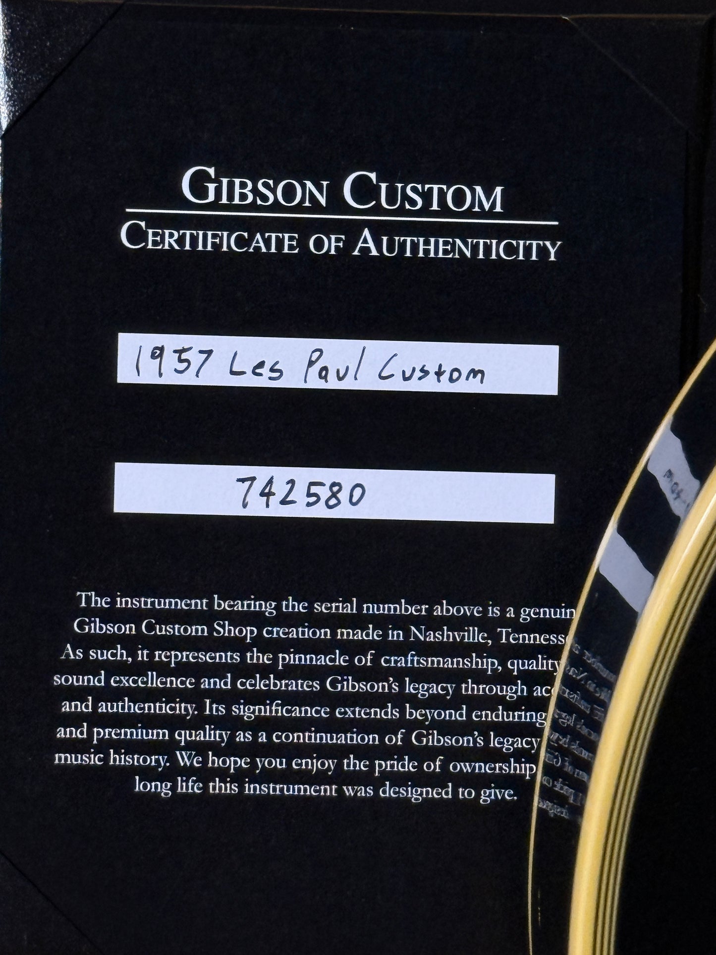 Gibson 1957 Les Paul Custom Reissue 3-Pickup Bigsby in Ebony w/Case 742580
