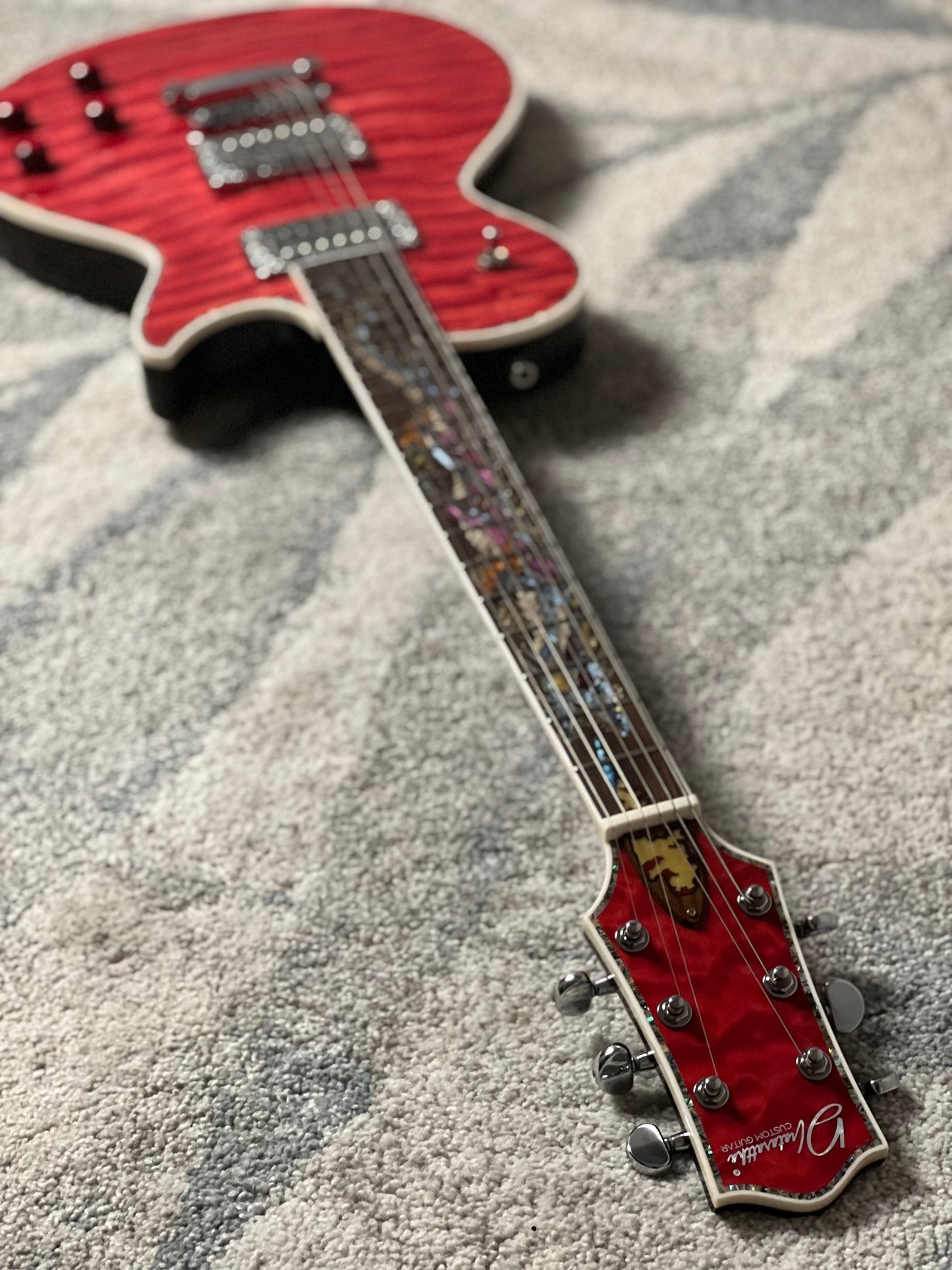 Dhatarattha Custom DLP in Cherry Red with 5A Quilt Top and Dragon Inlay