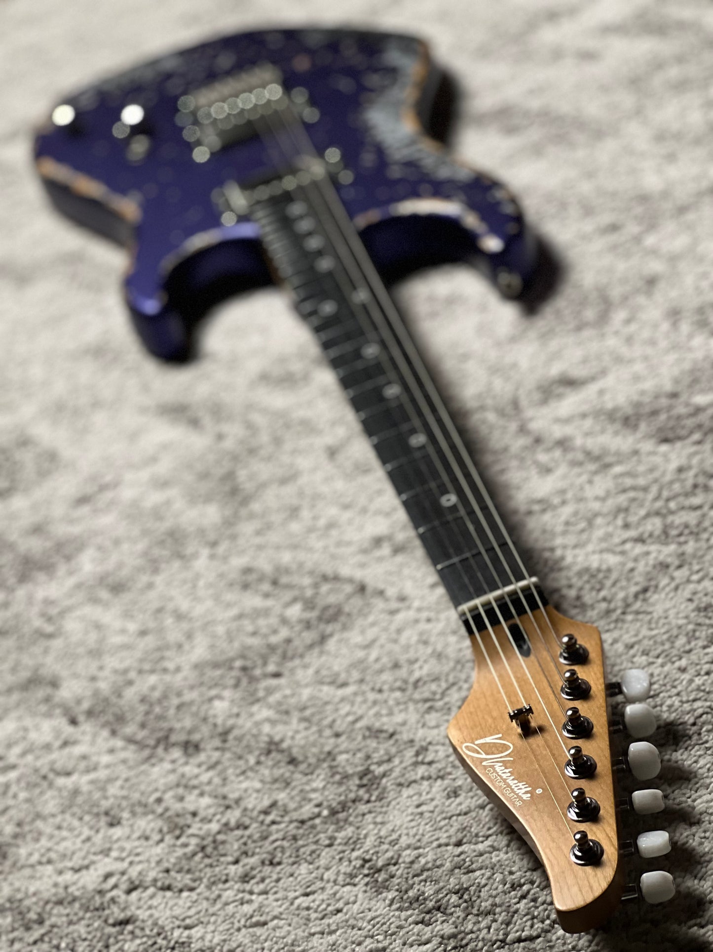 Dhatarattha Performance DST HH in Royal Purple Over Black Paisley with RW FB and Nitrocellulose Lacquer Relic