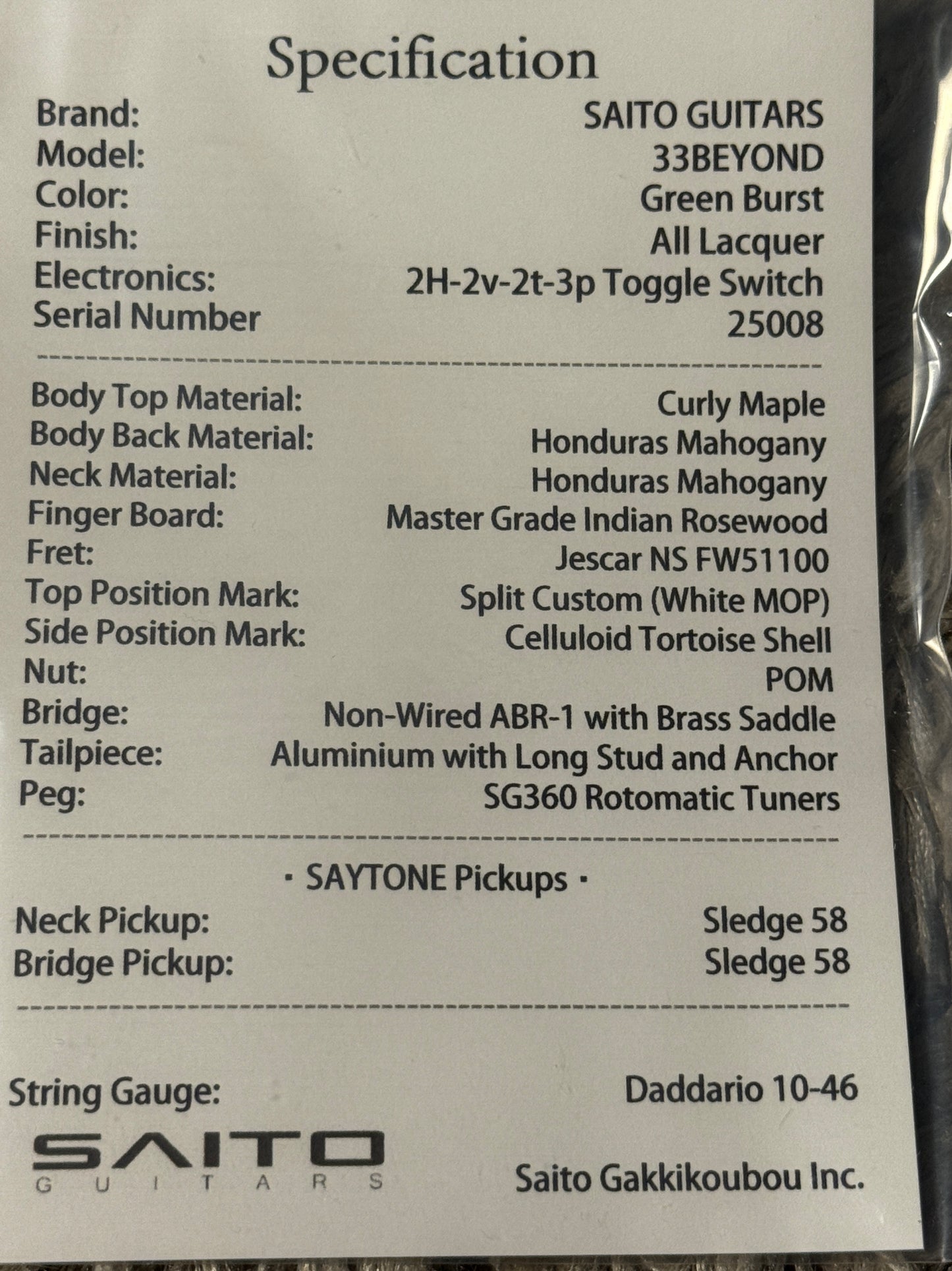 Saito 33BEYOND in Green Burst 25008