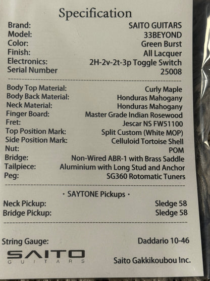 Saito 33BEYOND in Green Burst 25008