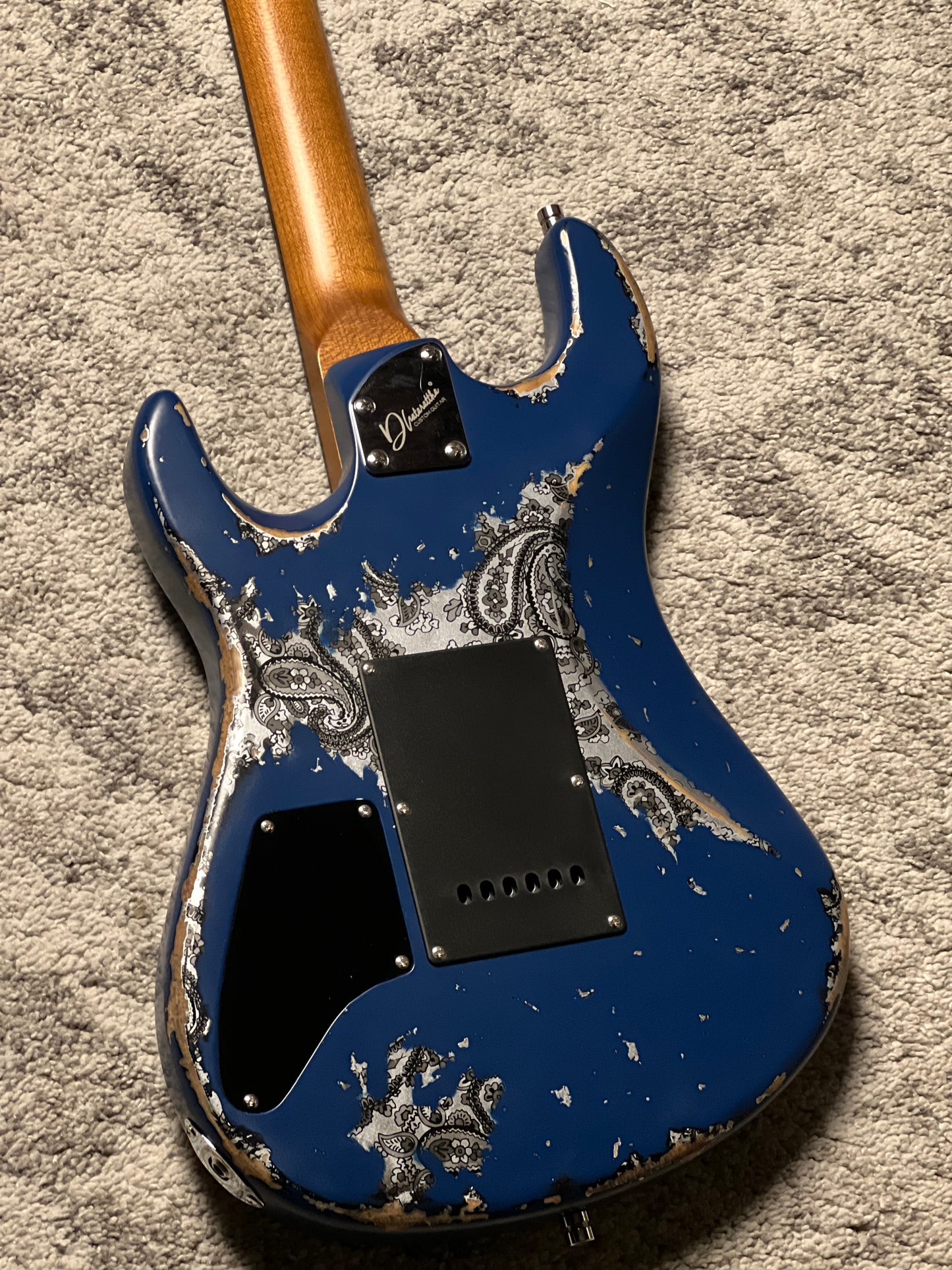 Dhatarattha Performance DST HH in Navy Blue Over Black Paisley with RW FB and Nitrocellulose Lacquer Relic