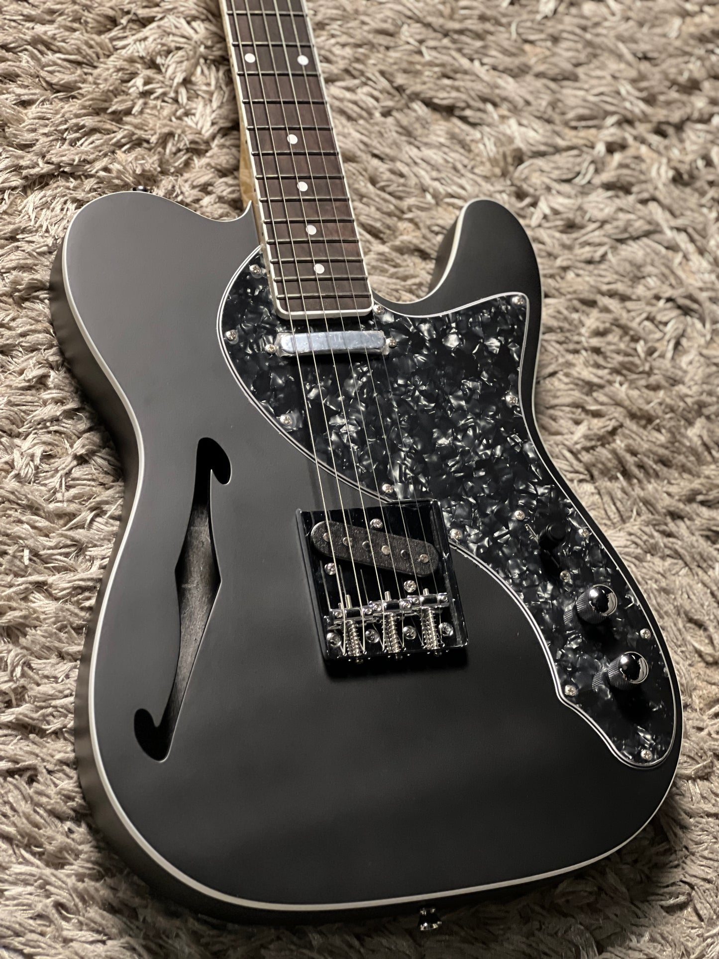 SLX Musicool Raven Thinline in Stealth Black with Rosewood FB