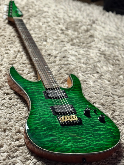 Dhatarattha Custom DST HH Quilt in Emerald Green with Rosewood FB