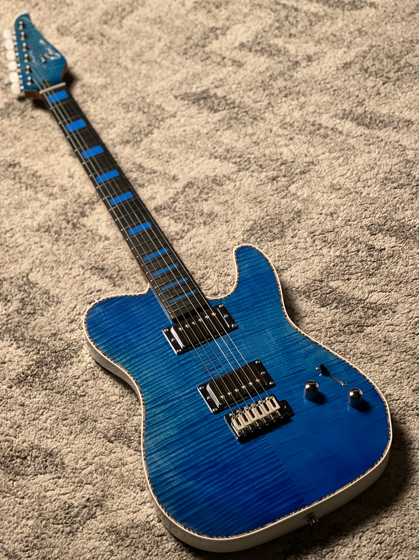 Dhatarattha Custom DTL HH Flame in Atlantic Ocean Blue with Rosewood FB