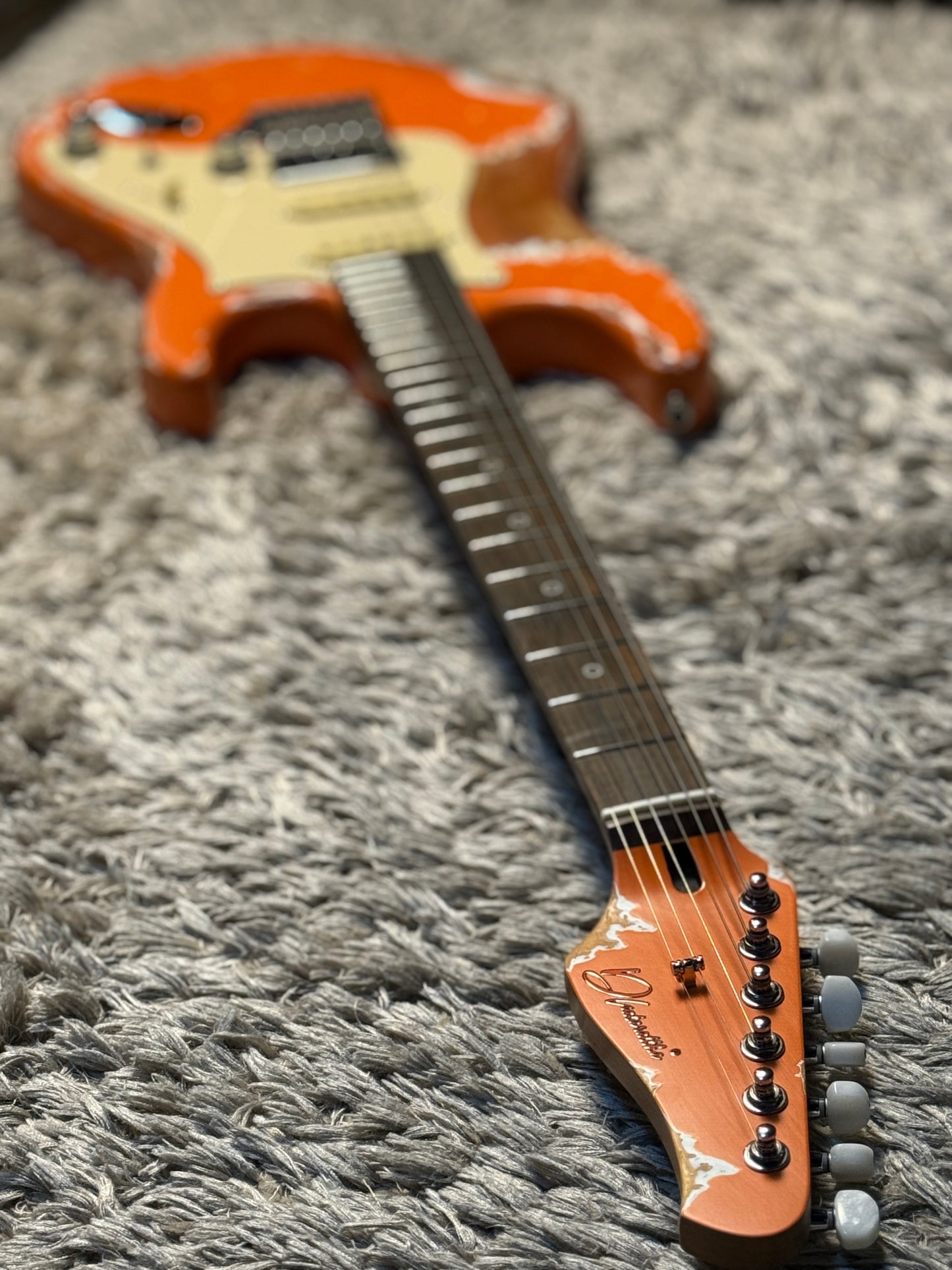 Dhatarattha Performance DST HSS in Capri Orange with RW FB and Nitrocellulose Lacquer Relic