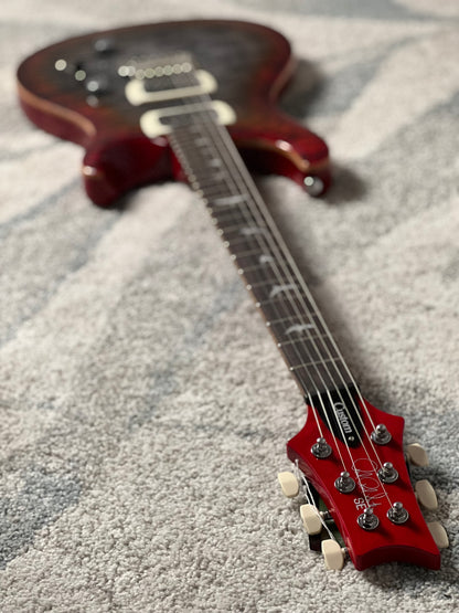 PRS SE Custom 24 Flame in Charcoal Cherry Burst