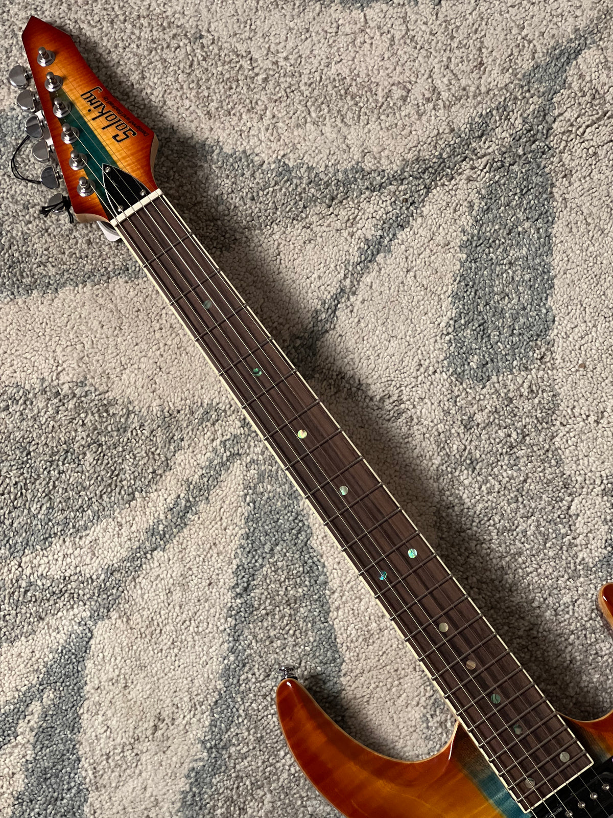 Soloking E-160 Custom Edge Series in Honeyburst with Blue Stripe Limited Edition
