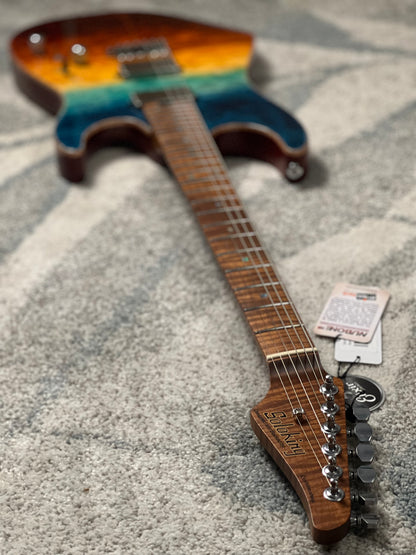 Soloking MS-1 Custom 24 HH Quilt Top FMN VT Roasted Flame Maple Neck in Beach Sunset Surf Fade JESCAR
