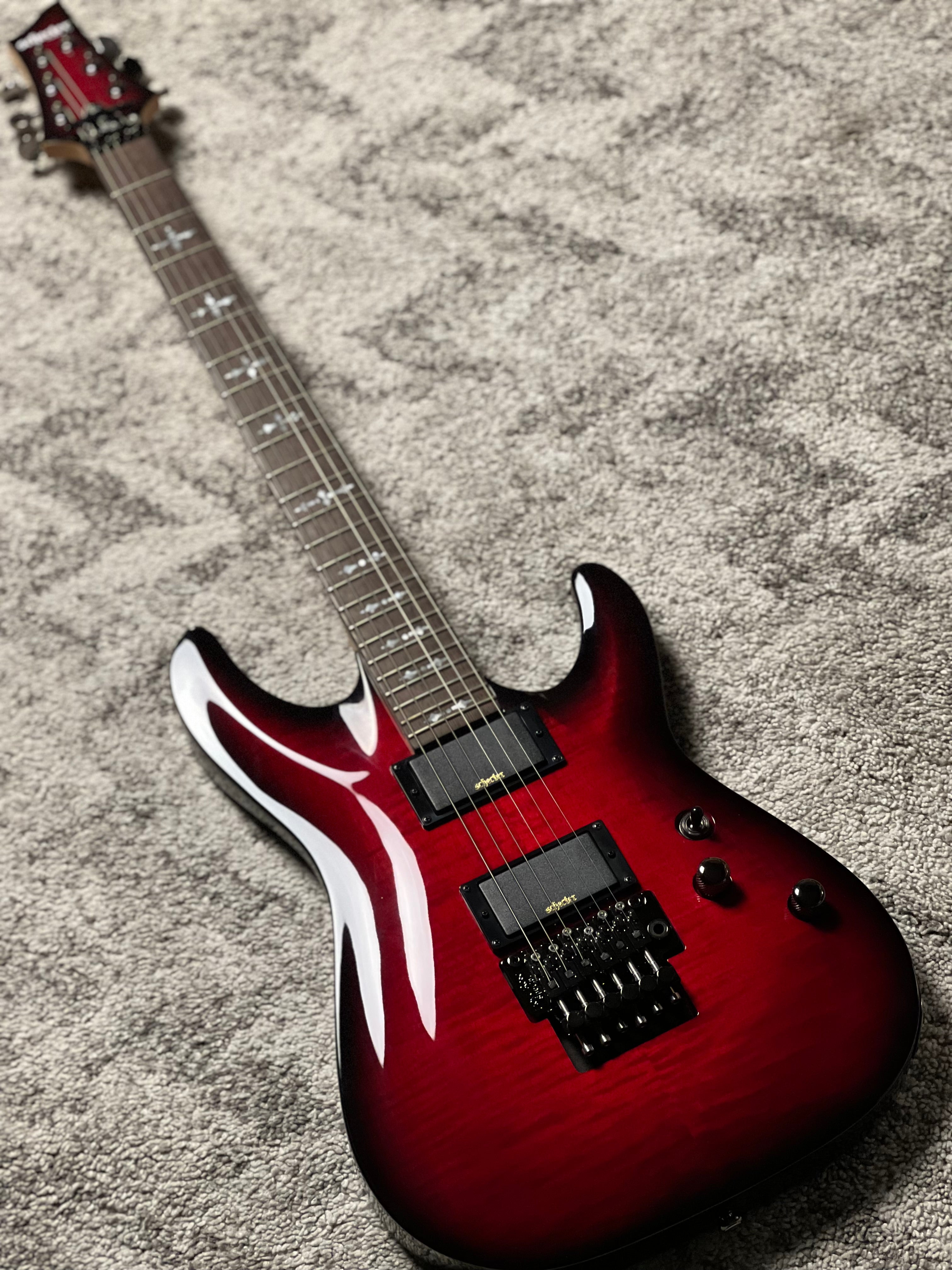 Schecter Demon-6 FR Flamed Maple Top in Crimson Red Burst