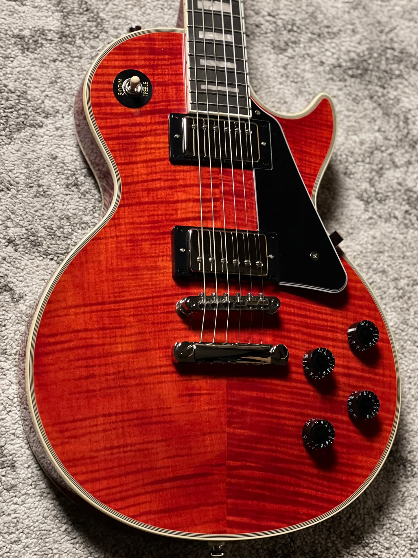 Epiphone Les Paul Custom Figured in Transparent Red w/Premium Gigbag 25021529236