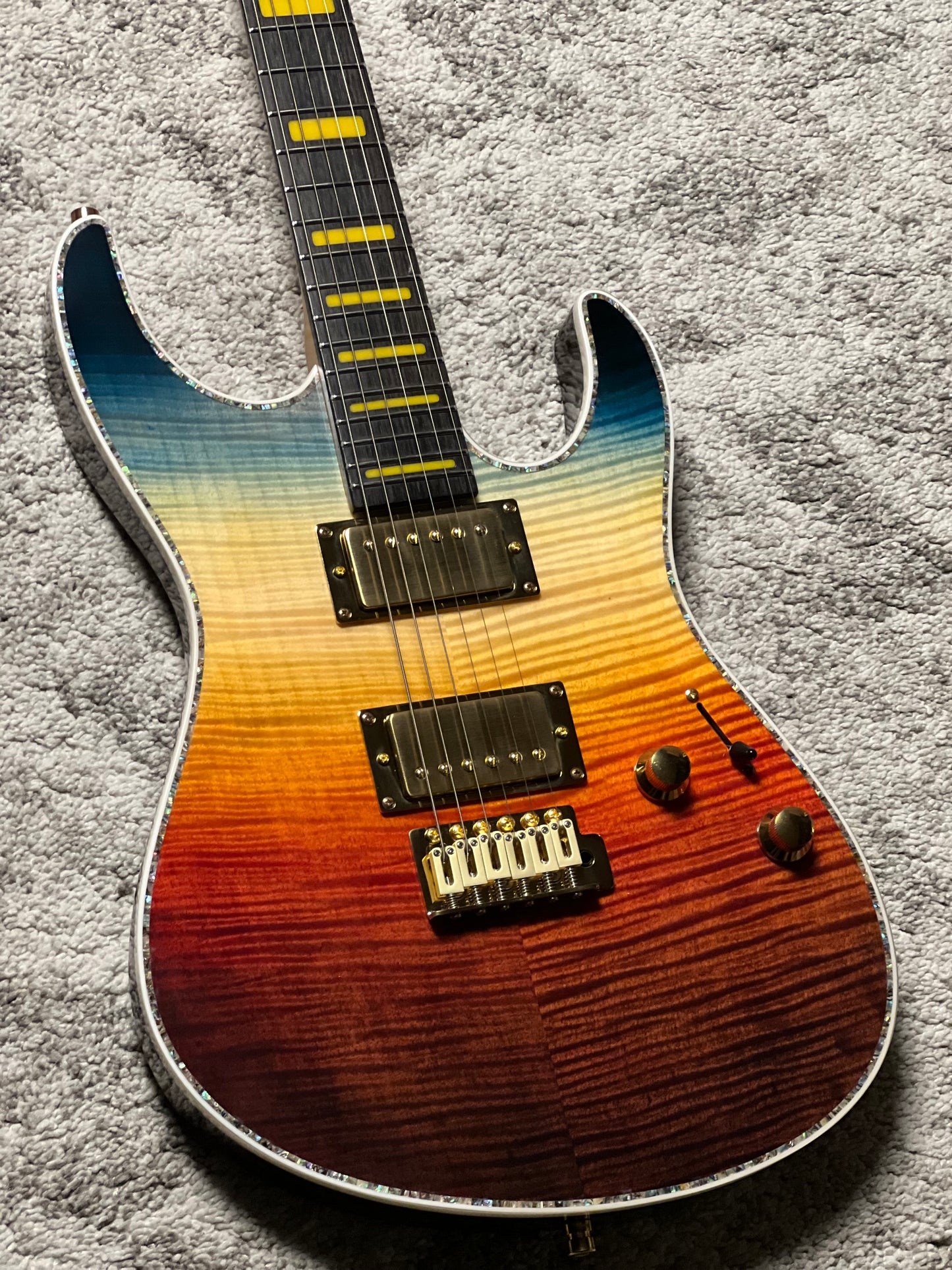 Dhatarattha Custom DST HH Flame in Ocean Fire Double Wipeout with Rosewood FB