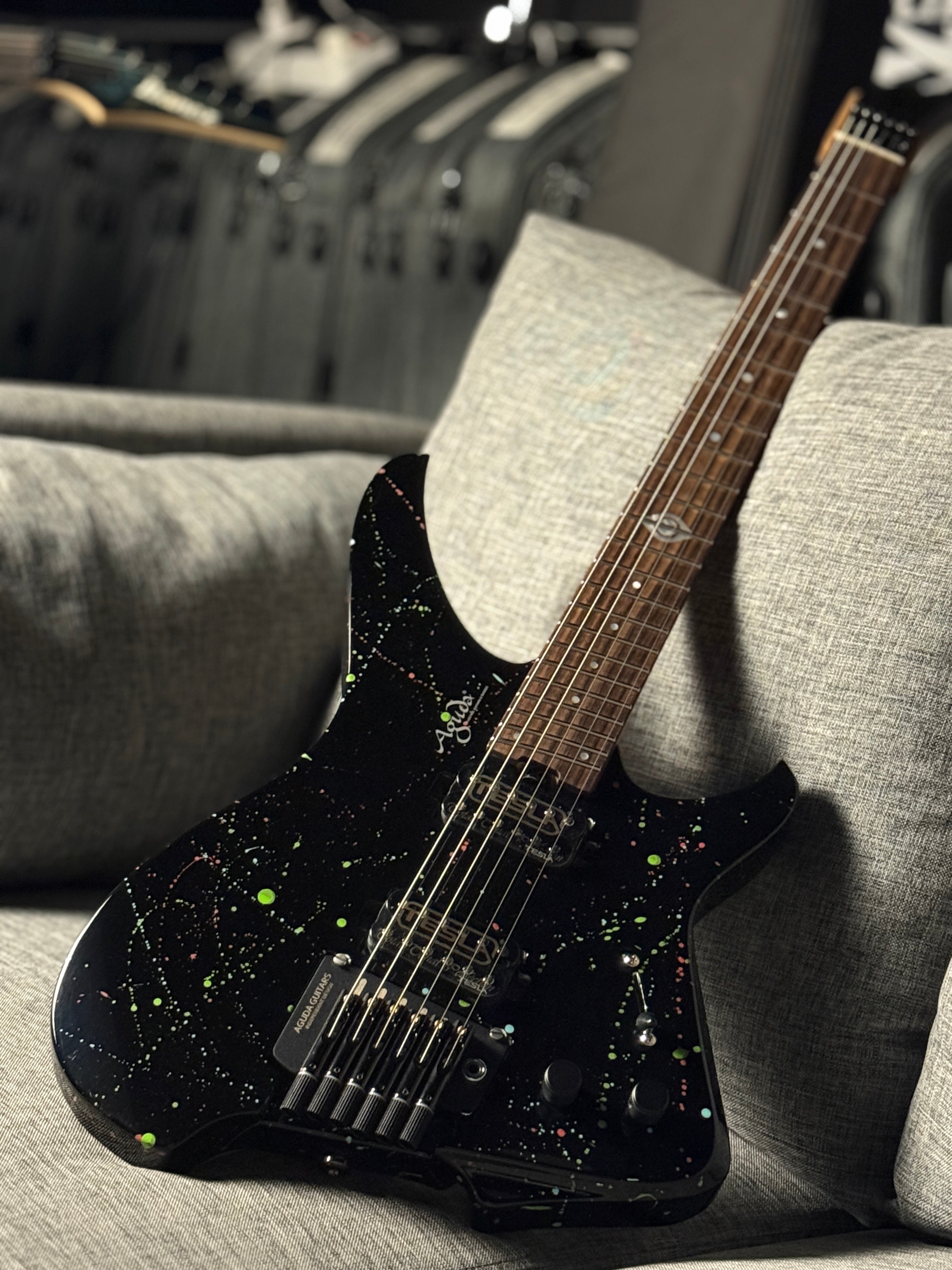 Aguda Black Hole in Black Splatter with Flame Maple Neck Nafiri